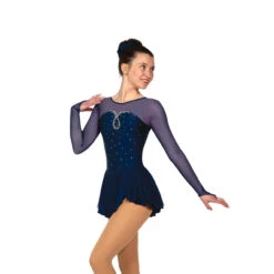 Jerry's Ice Skating Sweetheart Dress - Solitaire Style F22007 -SkateHaven Store F22007R Navy Front 78294.1662555928