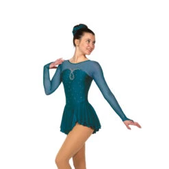 Jerry's Ice Skating Sweetheart Dress - Solitaire Style F22007 -SkateHaven Store F22007R Teal Front 03252.1662555929
