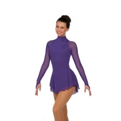 Jerry's Ice Skating Dress - Solitaire Style F22009 -SkateHaven Store F22009P Purple Front 44624.1662636673