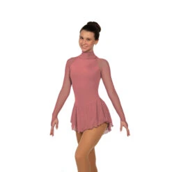 Jerry's Ice Skating Dress - Solitaire Style F22009 -SkateHaven Store F22009P Tea Rose Front 25812.1662636673