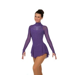 Jerry's Ice Skating Dress - Solitaire Style F22009 -SkateHaven Store F22009S Purple Front 29411.1662636673