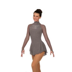 Jerry's Ice Skating Dress - Solitaire Style F22009 -SkateHaven Store F22009S Silver Grey front CROP 19219.1662636673