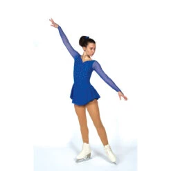 Jerry's Ice Skating Soft Ruched Dress - Solitaire Style F22011 -SkateHaven Store F22011R Royal Tone C Front 53693.1662638500
