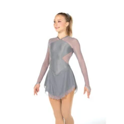 Jerry's Ice Skating Dress - Solitaire Style F23026 -SkateHaven Store F23026P Silver Front 16939.1682510608