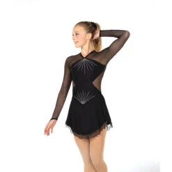 Jerry's Ice Skating Dress - Solitaire Style F23026 -SkateHaven Store F23026R Black Front 16963.1682510574