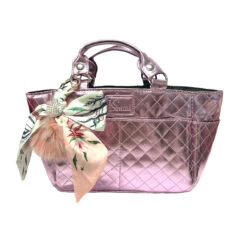 Kami-So Ice Skating Rink Tote - (Metal Rose) With Bow Keychain (Pink)