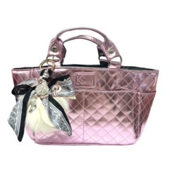 Kami-So Ice Skating Rink Tote - (Metal Rose) With Bow Keychain (White)