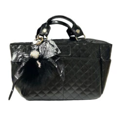 Kami-So Ice Skating Rink Tote - (Black) With Bow Keychain (Black)