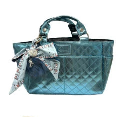 Kami-So Ice Skating Rink Tote - (Aquamarine) With Bow Keychain (Blue)