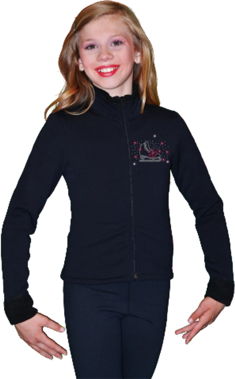 ChloeNoel Figure Skating Outfit - P11 Figure Skating Pants And J11 Solid Polar Fleece Fitted Figure Skating Jacket W/ Skate/Fuchsia Snowflakes Crystals Combination 4 ChloeNoel Figure Skating Outfit - P11 Figure Skating Pants And J11 Solid Polar Fleece Fitted Figure Skating Jacket W/ Skate/Fuchsia Snowflakes Crystals Combination - Image 2