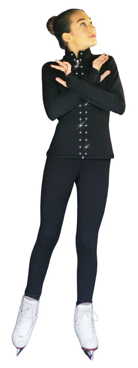 ChloeNoel JS735 Solid Color Elite Figure Skating Jacket W/ Thumb Holes W/ Thumb Holes And Swarovski Crystal Design 4 ChloeNoel JS735 Solid Color Elite Figure Skating Jacket W/ Thumb Holes W/ Thumb Holes And Swarovski Crystal Design - Image 2