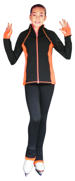 ChloeNoel JS792 Color Contrast Elite Figure Skating Jacket W/ Pockets & Thumb Holes -SkateHaven Store JS792 PS792 Neon Coral 97304.1679371273