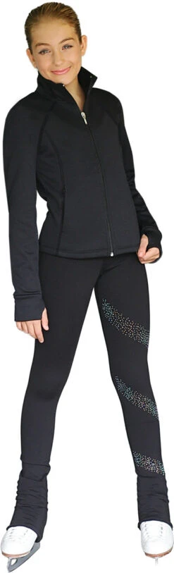 JT98 Princess Seam Fitted Figure Skating Jacket With Zipper Pocktes & Thumb Holes -SkateHaven Store JT98 Front 65675.1683658052