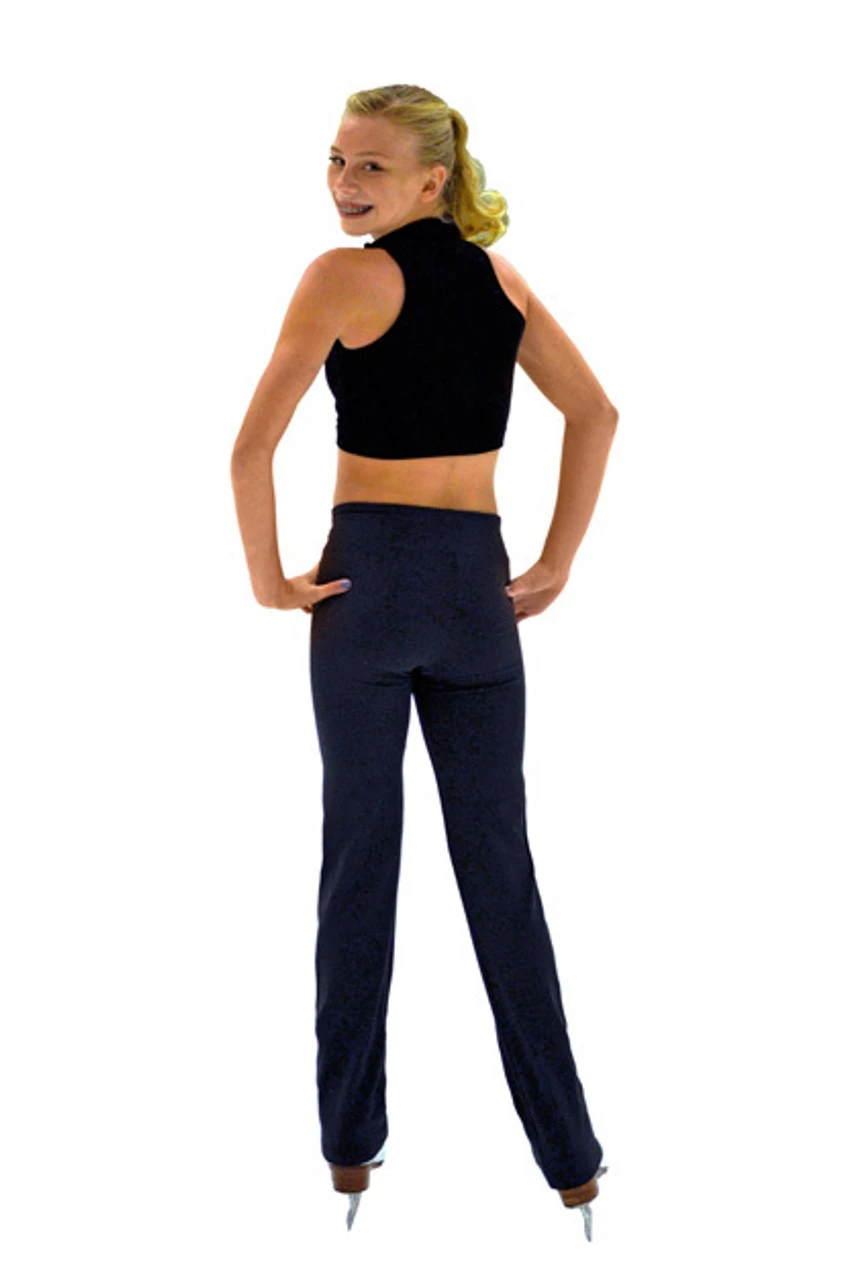 ChloeNoel P49 All Black 3Inch Waist Band Straight Cut Skate / Yoga / Dance Figure Skating Pants 8 ChloeNoel P49 All Black 3Inch Waist Band Straight Cut Skate / Yoga / Dance Figure Skating Pants - Image 6