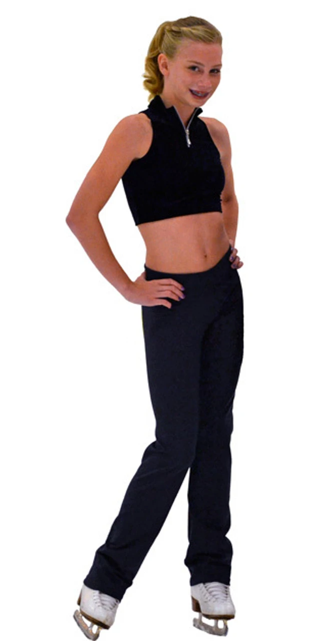 ChloeNoel P49 All Black 3Inch Waist Band Straight Cut Skate / Yoga / Dance Figure Skating Pants 6 ChloeNoel P49 All Black 3Inch Waist Band Straight Cut Skate / Yoga / Dance Figure Skating Pants - Image 4