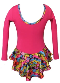 Pink "Peace & Stars" Ice Skating Dress With "Pair Of Skates" Design 7 Pink "Peace & Stars" Ice Skating Dress With "Pair Of Skates" Design -SkateHaven Store SD711back 35313.1614903479