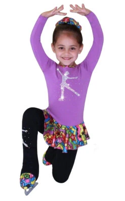 Purple "Peace & Stars" Ice Skating Dress With "Skating Girl" Applique -SkateHaven Store SD712skatingoutfit 27080.1540224500