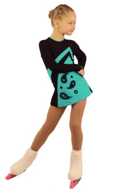 IceDress Figure Skating Dress - Thermal - Velvet (Black With MINT-ORNMNT, Ornament) -SkateHaven Store Velvet 03486 78599 69919 63450.1582529679