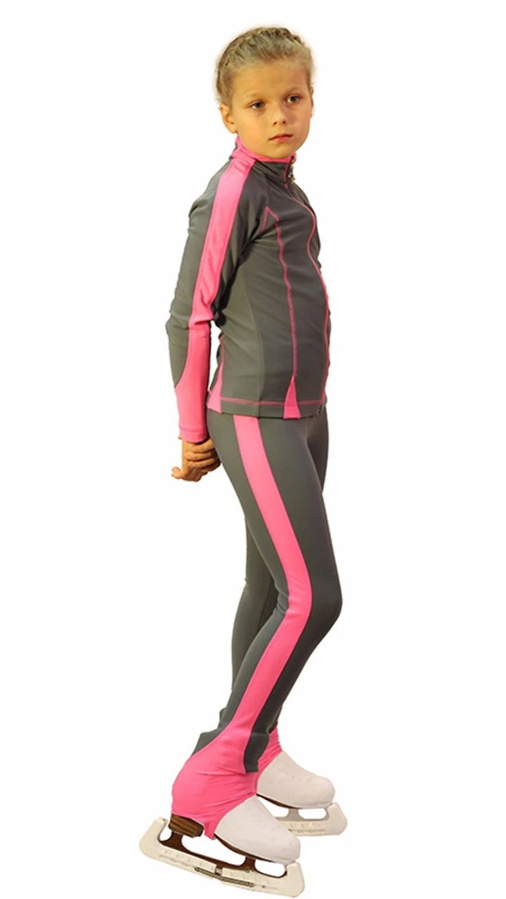 IceDress Figure Skating Thermal Pants -Bracket (Grey With Pink Line) 5 IceDress Figure Skating Thermal Pants -Bracket (Grey With Pink Line) - Image 3