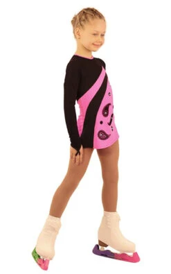IceDress Figure Skating Dress - Thermal - Velvet (Black With Hot Pink, Ornament)