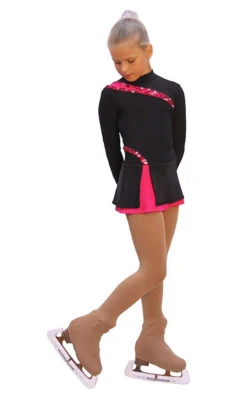 IceDress Figure Skating Dress-Thermal - Lasso(Black With Raspberry)