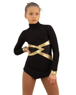 IceDress Figure Skating Dress - Thermal - Jackson 2 (Black With Gold And Black Lycra) -SkateHaven Store afc7ee4c838d 99175 10172 64944.1582444485