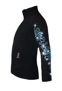 Ice Skating Jacket With "Aqua Swirls" Rhinestones Design