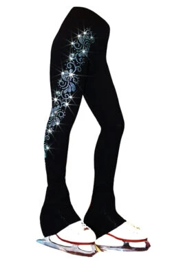 Ice Skating Pants With "Aqua Swirls" Rhinestones Design