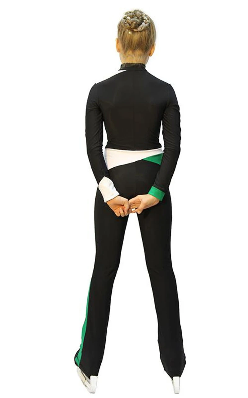 IceDress - Figure Skating Training Overalls - Skating (Black, Green And White) 6 IceDress - Figure Skating Training Overalls - Skating (Black, Green And White) - Image 4