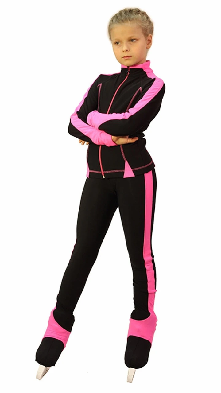 IceDress Figure Skating Thermal Pants -Bracket (Black With Pink Line) 3 IceDress Figure Skating Thermal Pants -Bracket (Black With Pink Line)