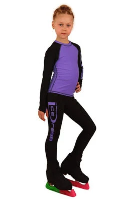 IceDress Figure Skating Outfit - Thermal - IceDress Lite (Linglish With Leggings) (Black With Purple)