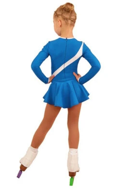 IceDress Figure Skating Dress - Thermal - Bows 2 (Blue With White) -SkateHaven Store b6a652002281 89575 61563.1582483362