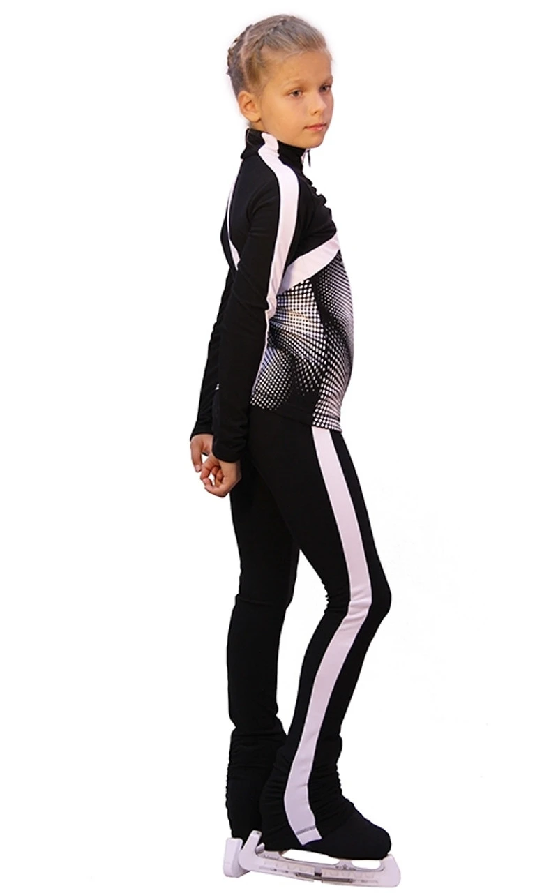 IceDress Figure Skating Thermal Pants - Jump (Black With White Stripes) 3 IceDress Figure Skating Thermal Pants - Jump (Black With White Stripes)