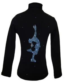 Figure Skating Jacket By Ice Fire - Blue Crystals Layback Applique