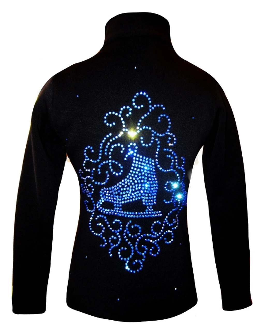Black Jacket With Blue Crystals "Skate & Ornament" Applique 3 Black Jacket With Blue Crystals "Skate & Ornament" Applique