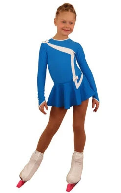 IceDress Figure Skating Dress - Thermal - Bows 2 (Blue With White)