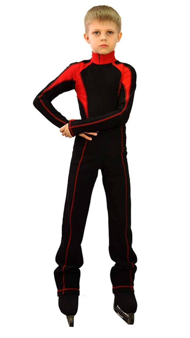 IceDress - Figure Skating Training Overalls - Axel (Black And Red) 3 IceDress - Figure Skating Training Overalls - Axel (Black And Red)