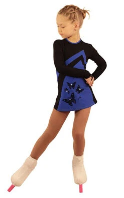 IceDress Figure Skating Dress - Thermal - Velvet (Black With Cornflower, Butterfly) -SkateHaven Store c525b3b84561 95214 31419 74770 53943.1582513647