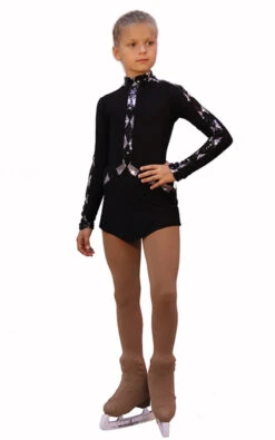 IceDress Figure Skating Dress - Arabesque 2 (Black With Sequins)