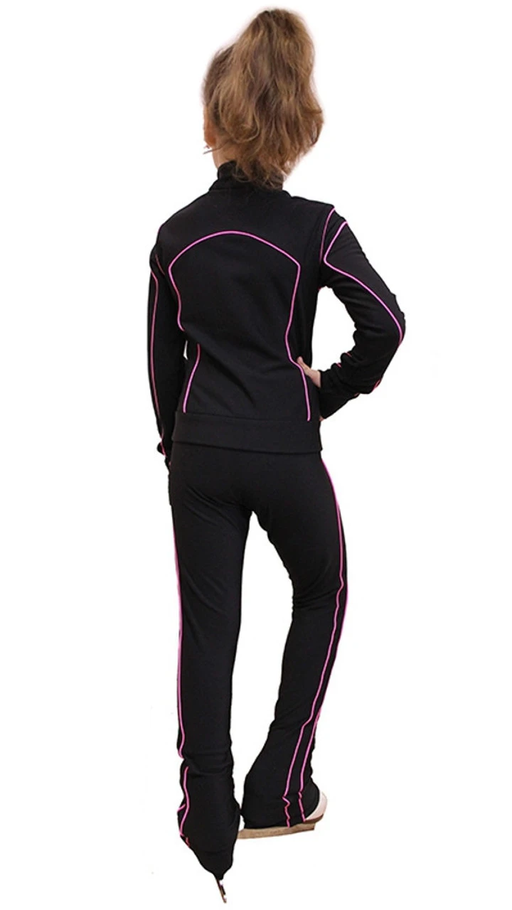 IceDress Figure Skating Thermal Jacket - Kant (Black With Pink Line) 6 IceDress Figure Skating Thermal Jacket - Kant (Black With Pink Line) - Image 4