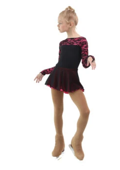IceDress Figure Skating Dress - Thermal - Harmony (Black With Hot Pink)