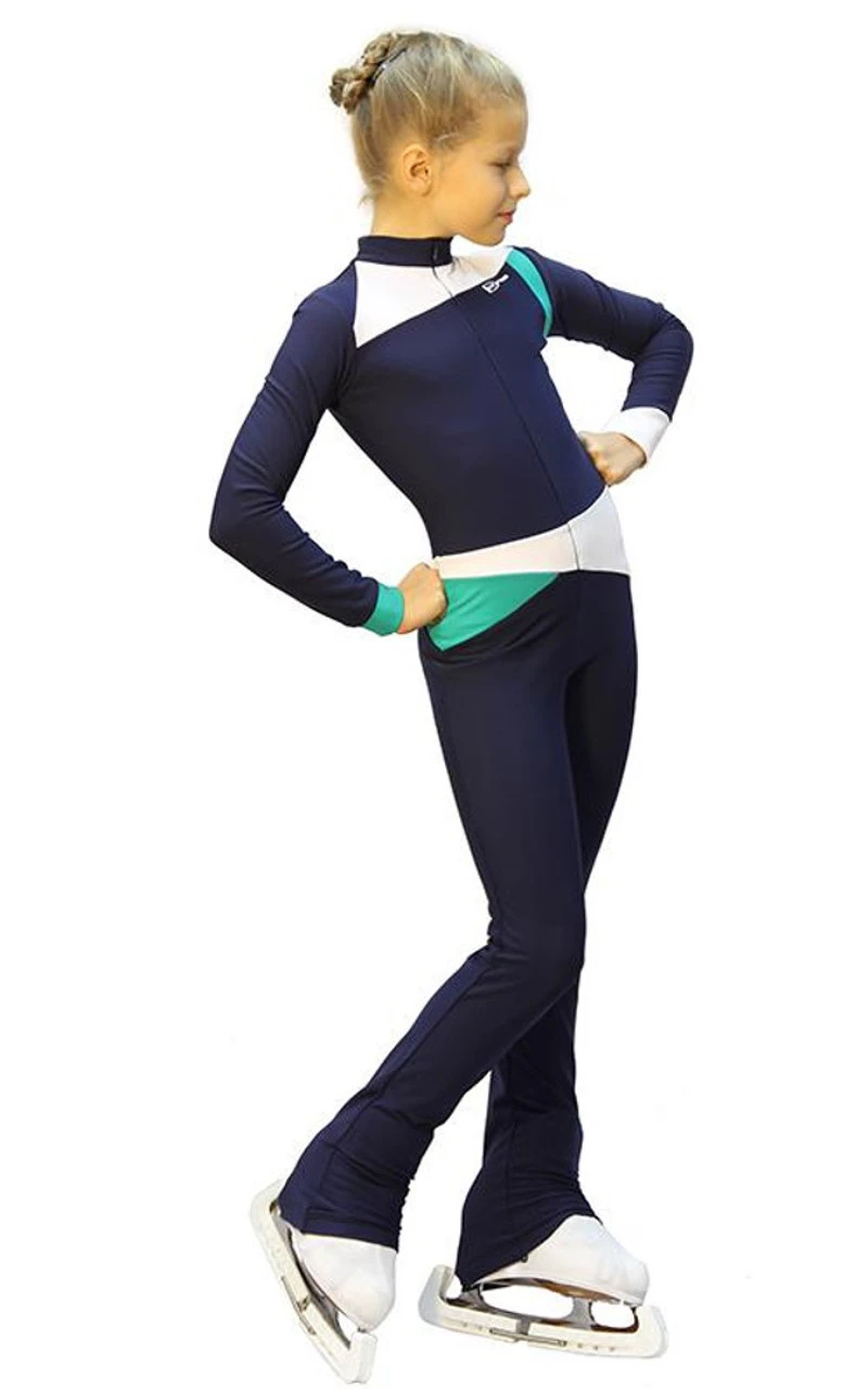 IceDress - Figure Skating Training Overalls - Skating (Gray-blue Dark, Mint And White ) 4 IceDress - Figure Skating Training Overalls - Skating (Gray-blue Dark, Mint And White ) - Image 2