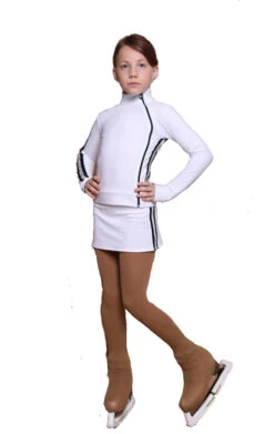IceDress Figure Skating Outfit With Skirt - Thermal - Olympus (White With Black Lamps)