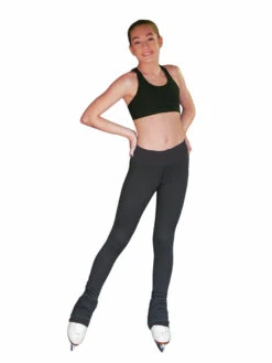 ChloeNoel PS792 3" Waist Band Black/Color Cuffs Elite Figure Skating Pants & Front Pocket & Swarovski Crystal Block -SkateHaven Store chloenoel black elite 3 waist band pant w color cuffs front pocket 10 34539.1655362204