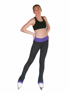 ChloeNoel PS792 3" Waist Band Black/Color Cuffs Elite Figure Skating Pants & Front Pocket -SkateHaven Store chloenoel periwinkle elite 3 waist band pant w color cuffs front pocket 9 61066.1655362191