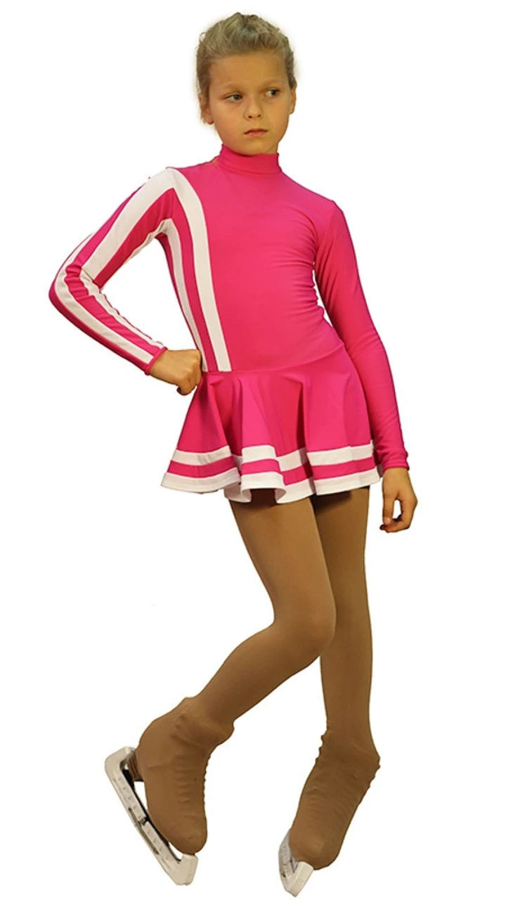 IceDress Figure Skating Dress - Thermal - Star (Fuchsia And White) 3 IceDress Figure Skating Dress - Thermal - Star (Fuchsia And White)