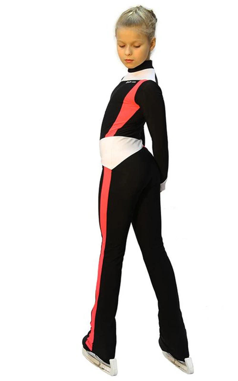 IceDress - Figure Skating Training Overalls - Skating (Black, Coral And White ) 5 IceDress - Figure Skating Training Overalls - Skating (Black, Coral And White ) - Image 3