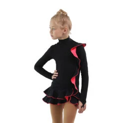 IceDress Figure Skating Dress - Thermal - Flamenco (Black With Hot Coral)