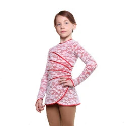 IceDress Figure Skating Dress - Thermal - Grace With Guipure (White With Red) -SkateHaven Store da8f23596640 52812.1601395588