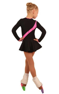 IceDress Figure Skating Dress - Thermal - Bows 2 (Black With Bright Pink) -SkateHaven Store dbe733811000 96764 03060.1582485539